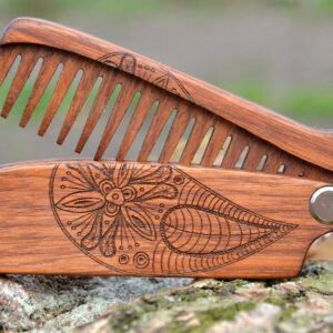 enjoythewoodestonia wooden folding hair comb | Feather