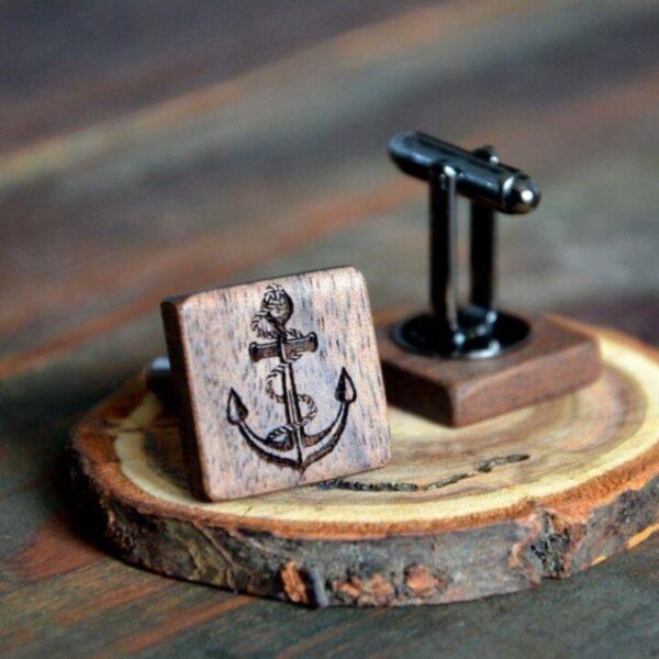 enjoythewoodestonia wooden cufflinks anchor