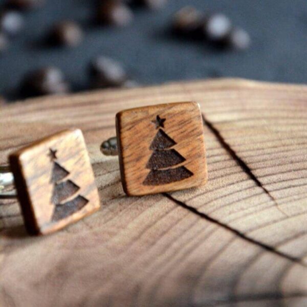 enjoythewoodestonia wooden cufflinks Christmas tree
