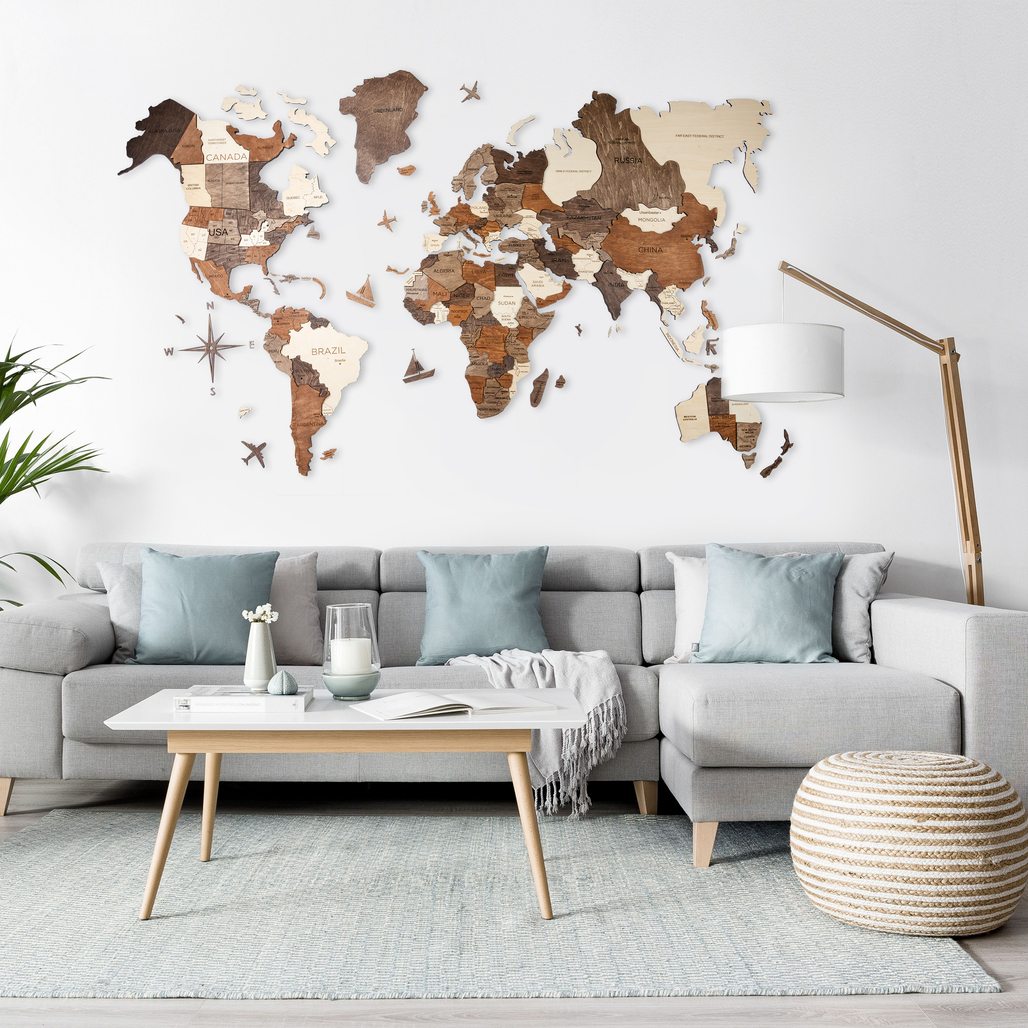 enjoythewoodestonia деревянная карта мира на стену | 3D Classic