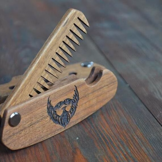 enjoythewoodestonia wooden folding beard comb | Beard & Mustache