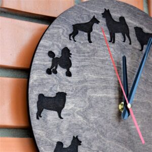 enjoythewoodestonia wooden wall clock Dogs Design