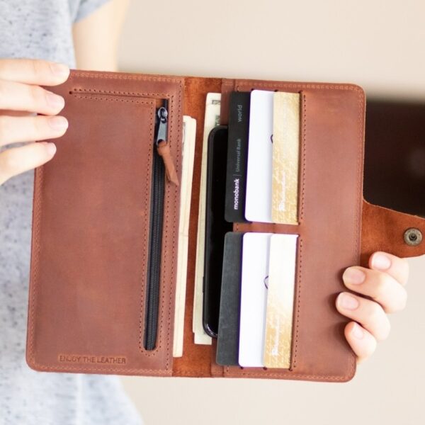 enjoythewoodestonia leather wallet for women with a zipper