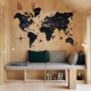enjoythewoodestonia деревянная карта мира на стену | 2D чёрная