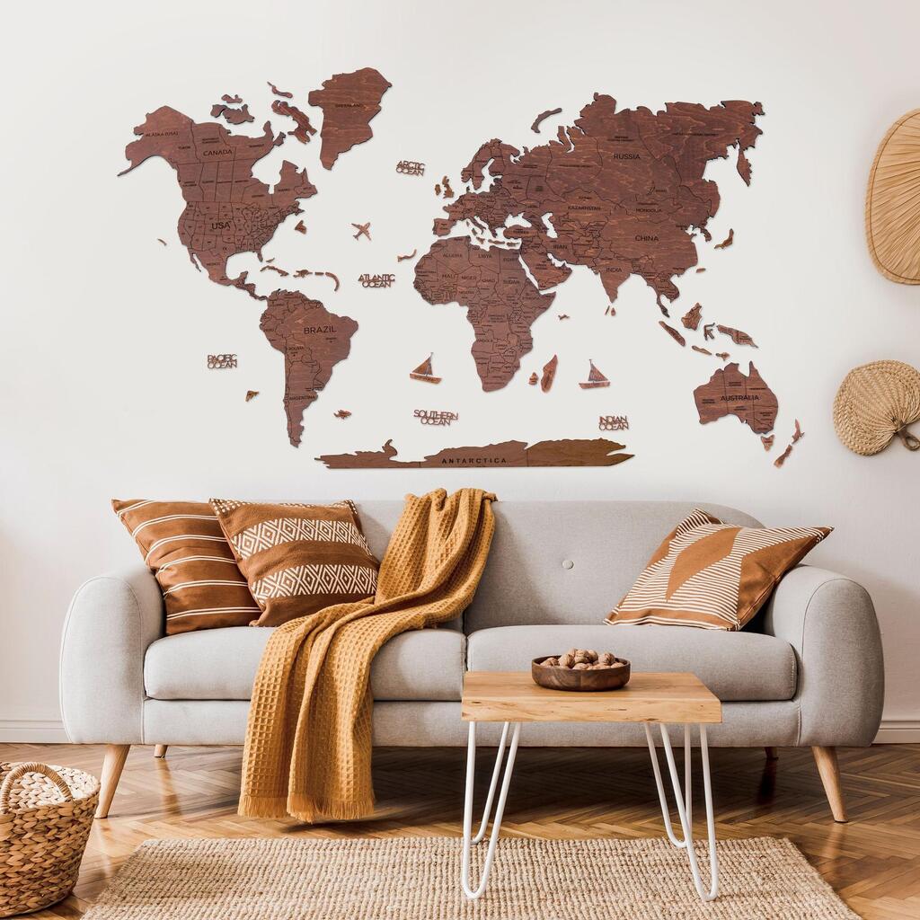 enjoythewoodestonia деревянная карта мира на стену | 2D дуб
