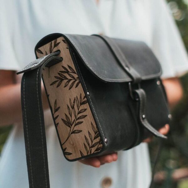 enjoythewoodestonia leather crossbody bag with wooden sides