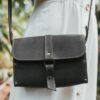 enjoythewoodestonia leather crossbody bag with wooden sides