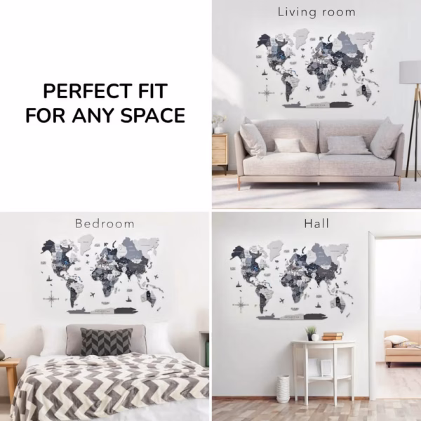 enjoythewoodestonia puidust maailma seinakaart 3D nordik