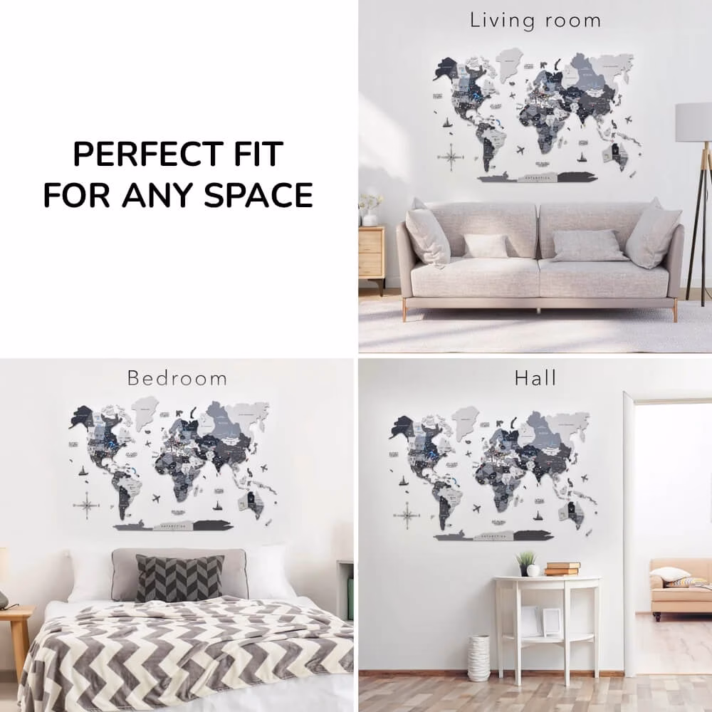 enjoythewoodestonia puidust maailma seinakaart 3D nordik