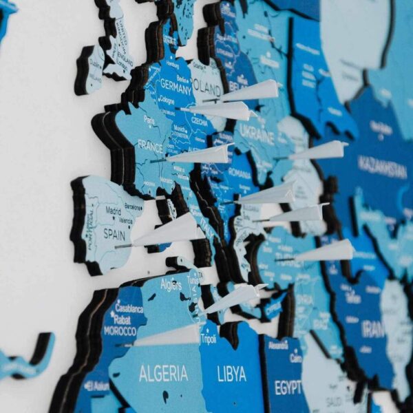 enjoythewoodestonia деревянная карта мира на стену 3D azure