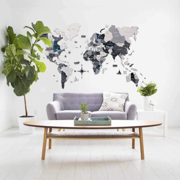 enjoythewoodestonia деревянная карта мира на стену 3D nordik