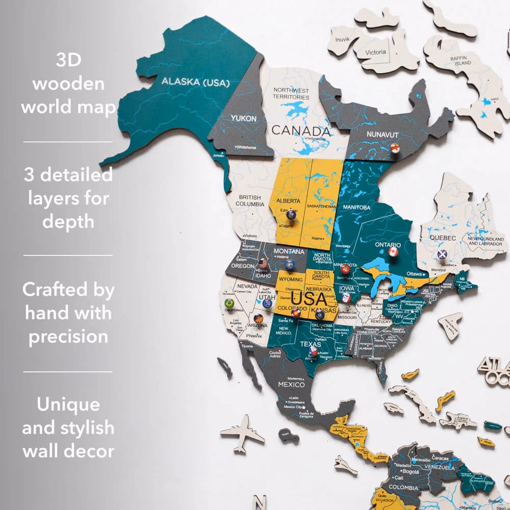 enjoythewoodestonia деревянная карта мира на стену 3D country