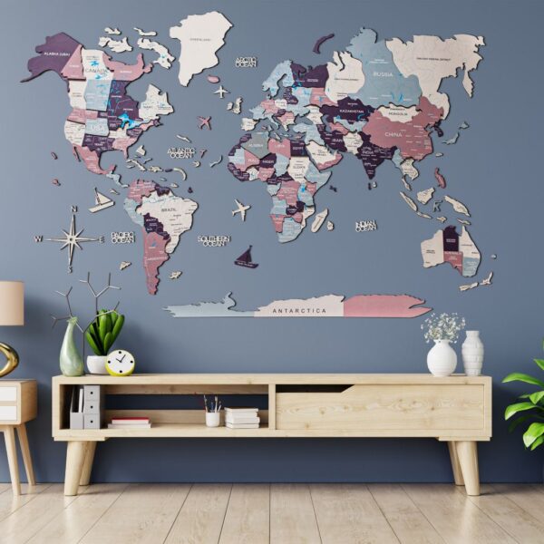 enjoythewoodestonia деревянная карта мира на стену 3D berry