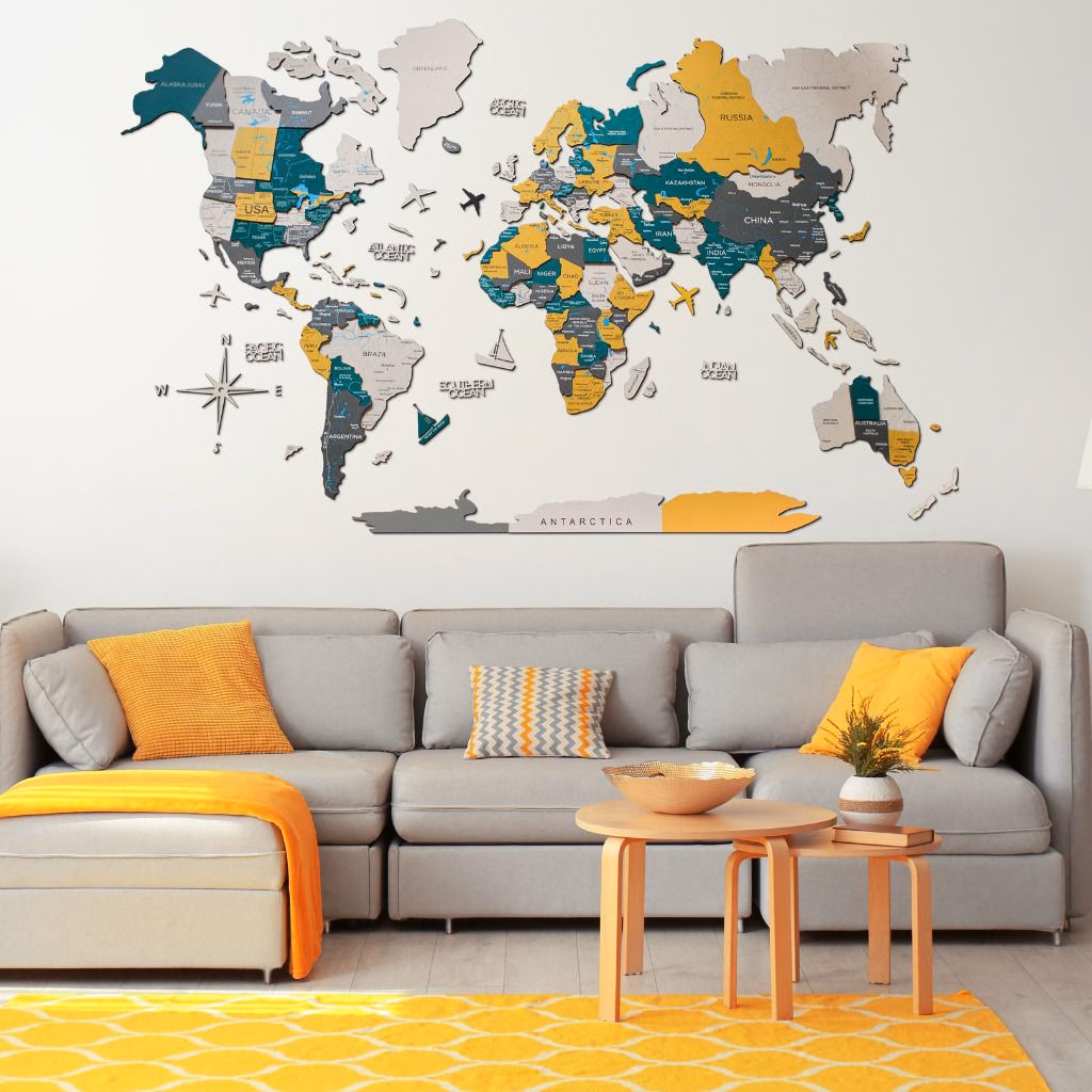 enjoythewoodestonia деревянная карта мира на стену 3D country