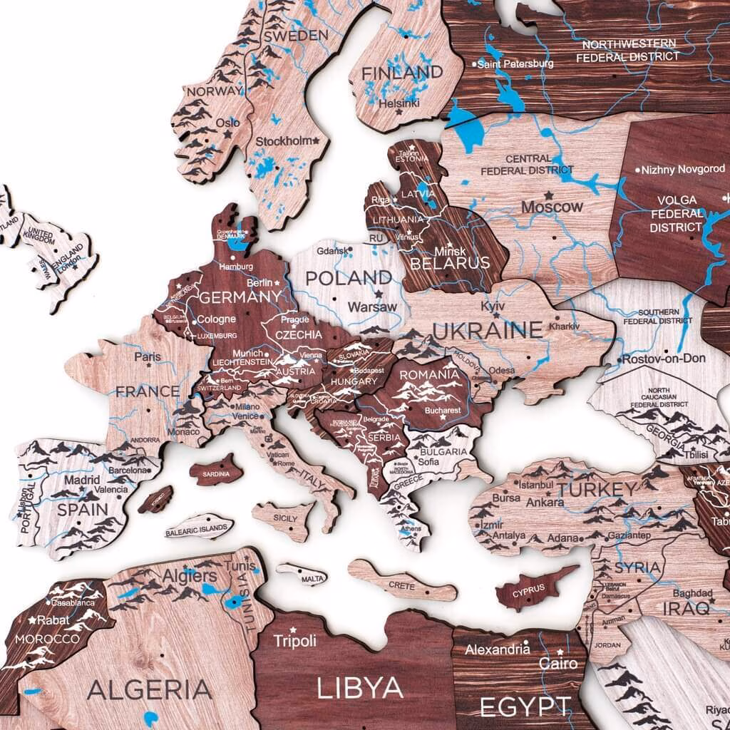 enjoythewoodestonia 3D wooden wall map cappuccino