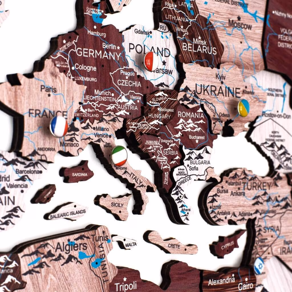 enjoythewoodestonia 3D wooden wall map cappuccino