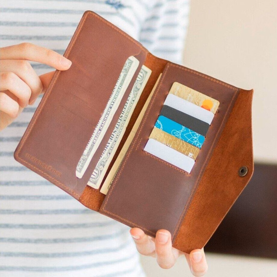 enjoythewoodestonia leather wallet for women with outside coin pocket