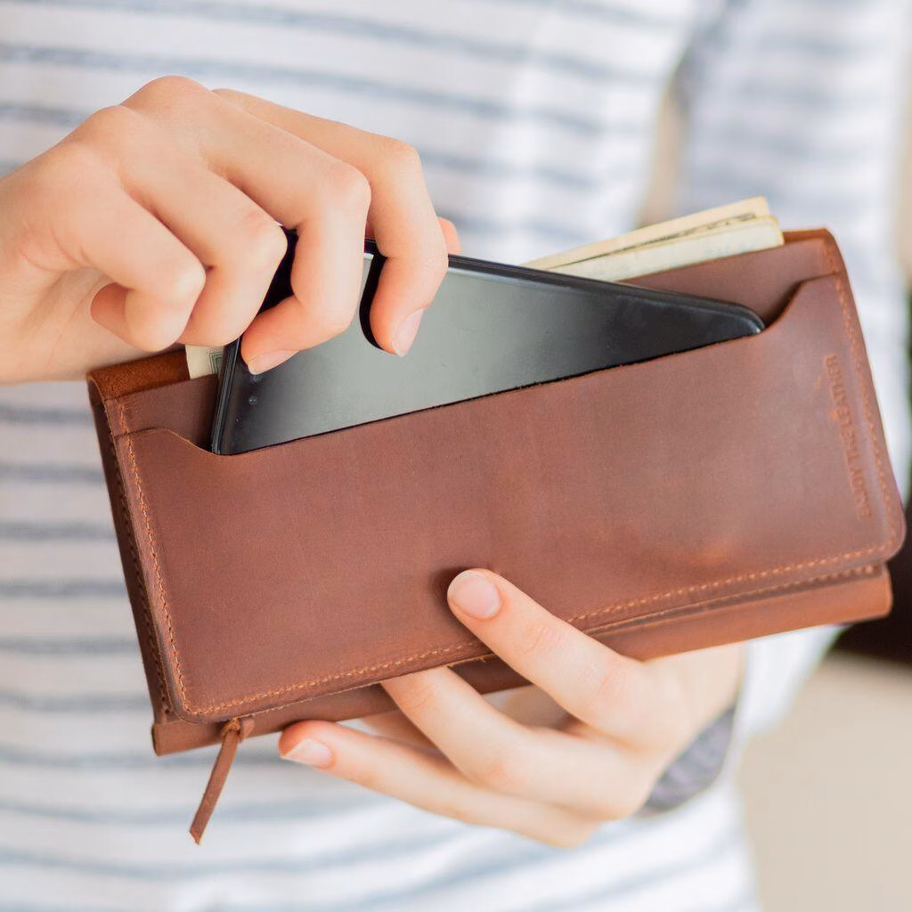 enjoythewoodestonia leather wallet for women with outside coin pocket