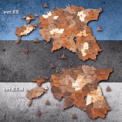 enjoythewoodestonia puidust Eesti seinakaart 3D