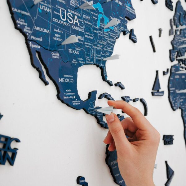 enjoythewoodestonia деревянная карта мира на стену 2d navy blue
