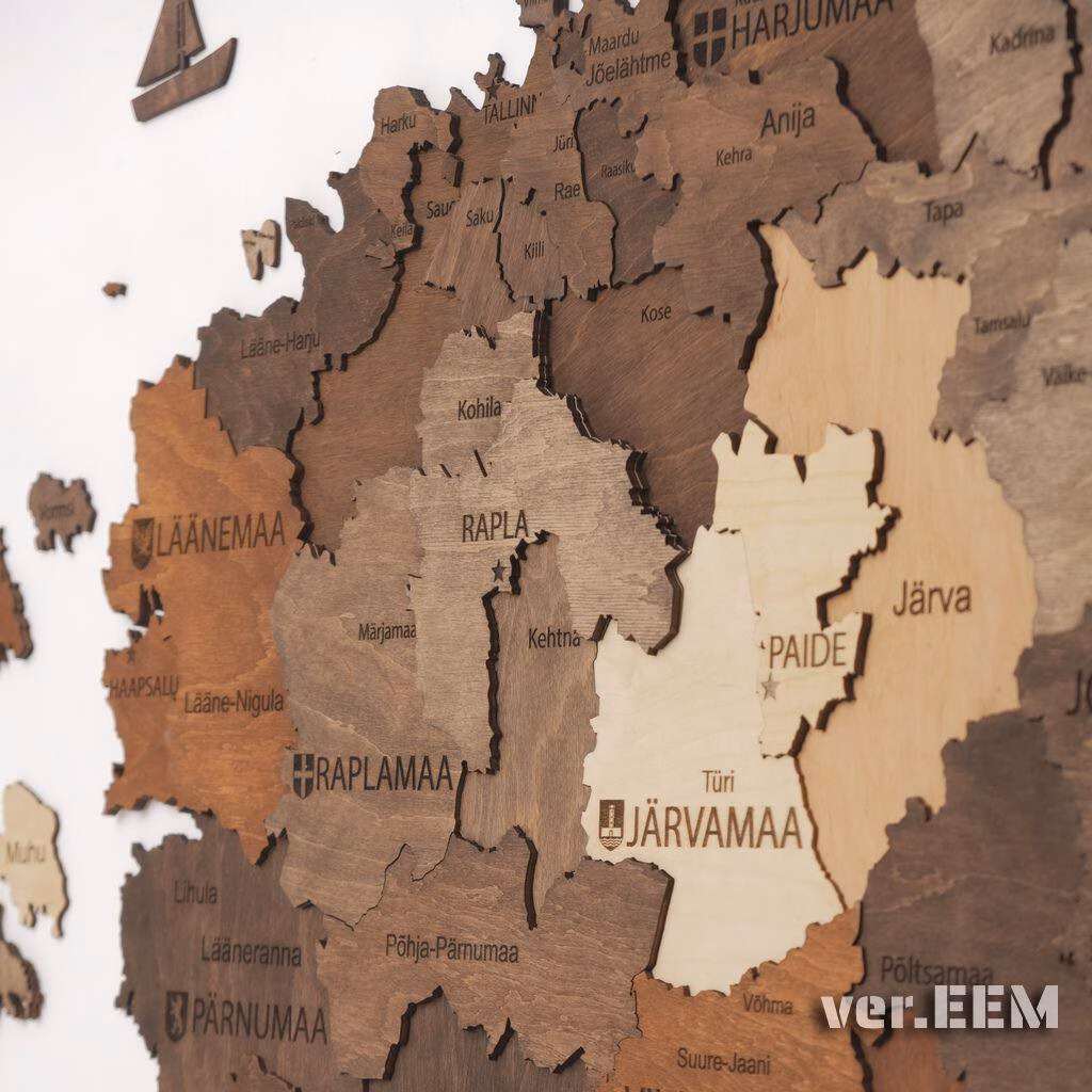 enjoythewoodestonia wooden Estonian wall map 3D