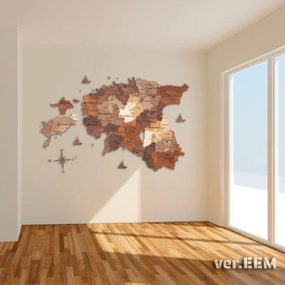 enjoythewoodestonia puidust Eesti seinakaart 3D
