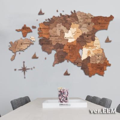 enjoythewoodestonia puidust Eesti seinakaart 3D