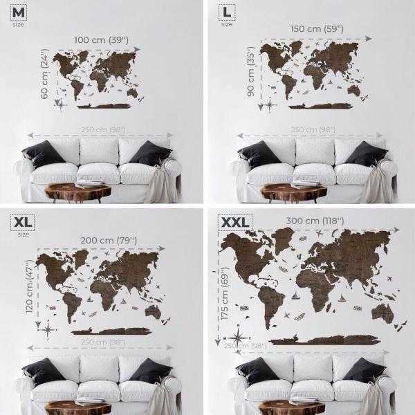 enjoythewoodestonia деревянная карта мира на стену