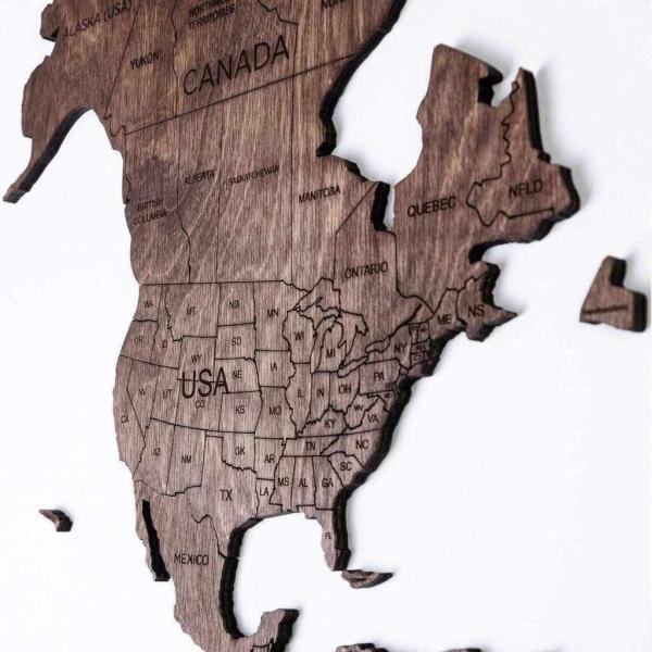 enjoythewoodestonia деревянная карта мира на стену 2D Тёмный Орех
