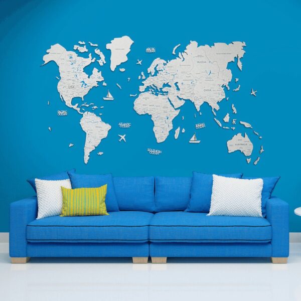 enjoythewoodestonia деревянная карта мира на стену 2D белая
