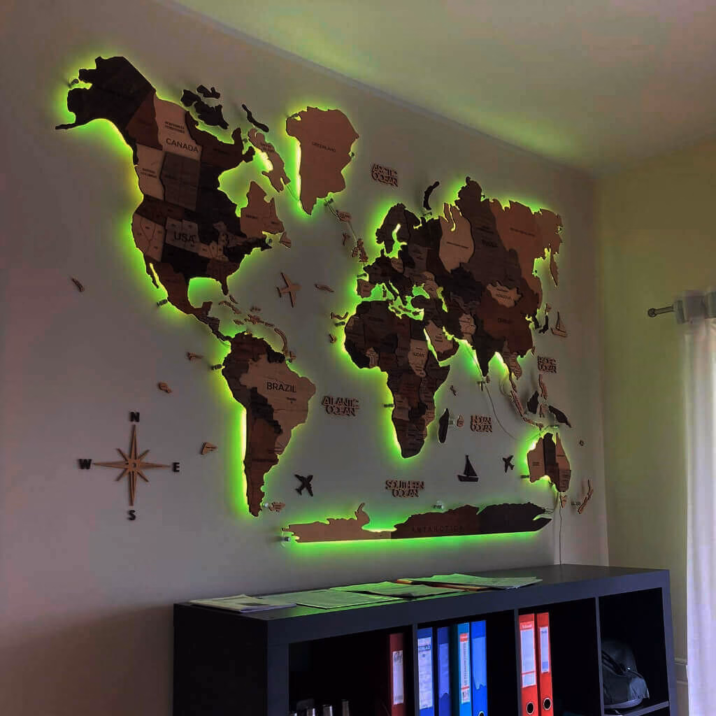 enjoythewoodestonia деревянная карта мира на стену 3D LED на акриле