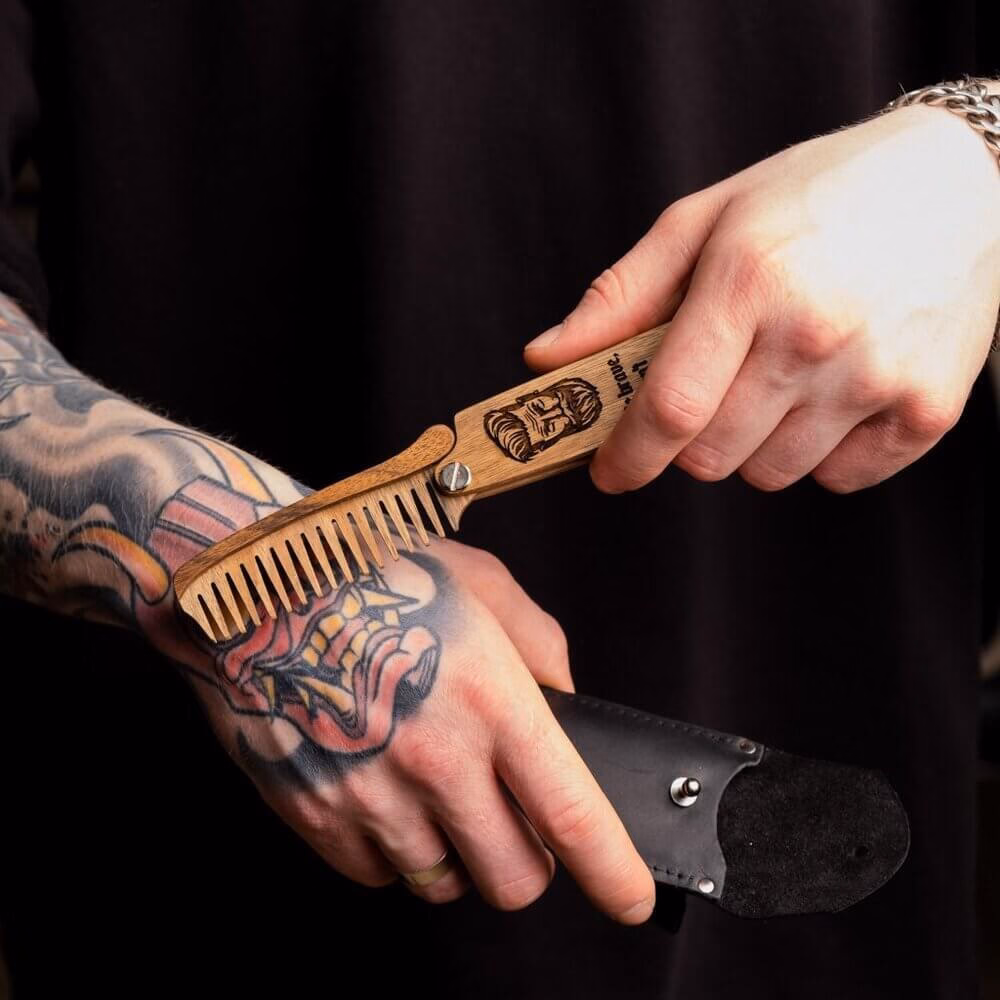 enjoyhtewoodestonia деревянный складной гребень для бороды be brave dont shave