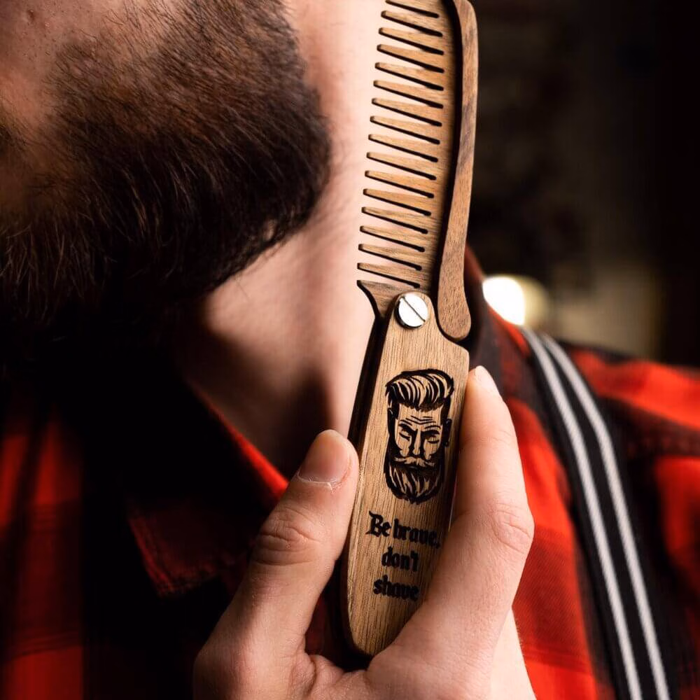 enjoyhtewoodestonia деревянный складной гребень для бороды be brave dont shave