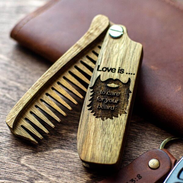 enjoyhtewoodestonia wooden men folding comb love is