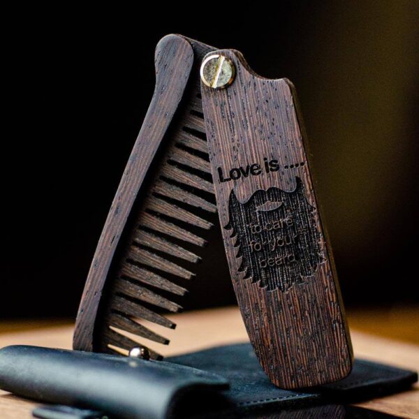 enjoyhtewoodestonia wooden men folding comb love is