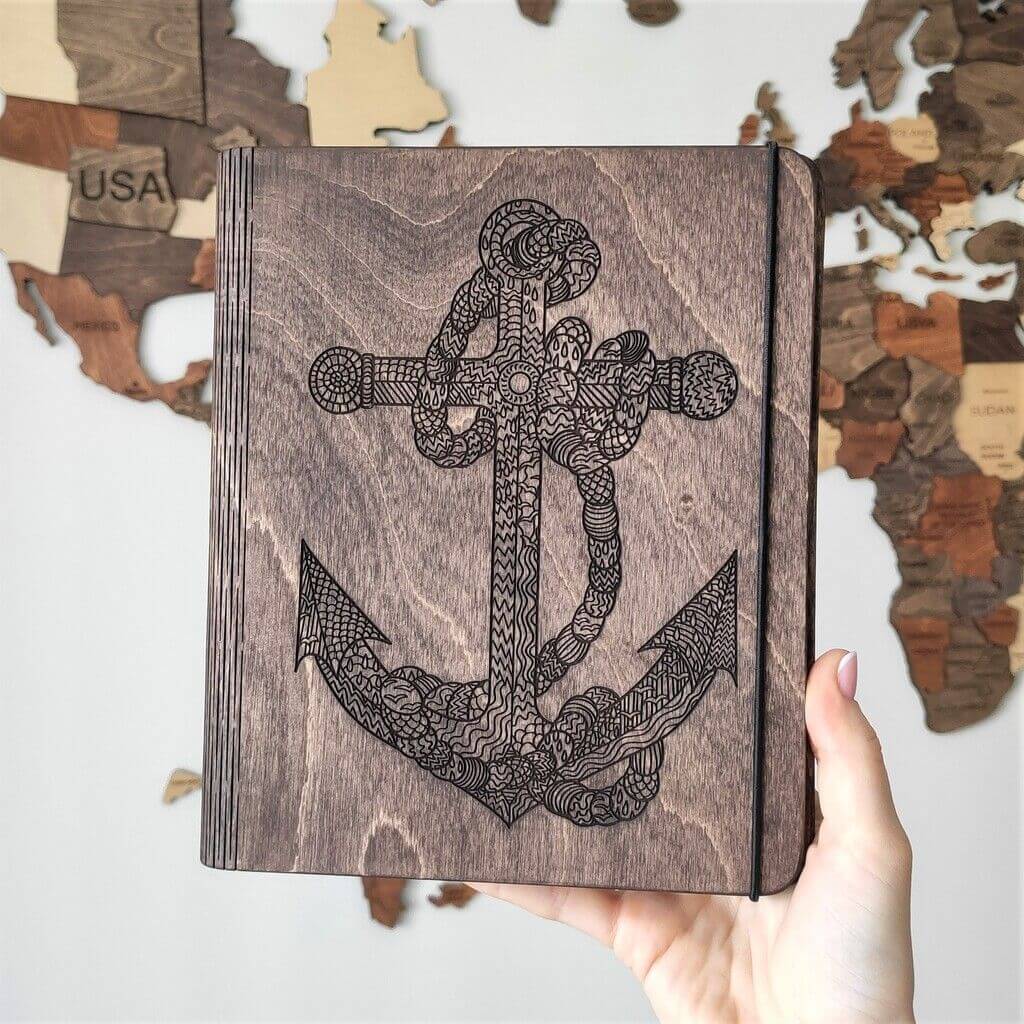 enjoythewoodestonia блокнот в деревянной обложке anchor