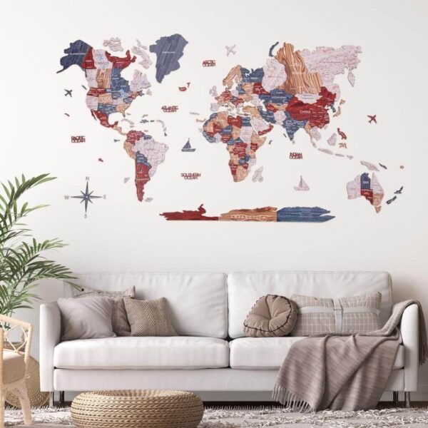 enjoythewoodestonia деревянная карта мира на стену 3d boho