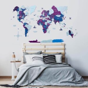 enjoythewoodestonia деревянная карта мира на стену 3d seaside