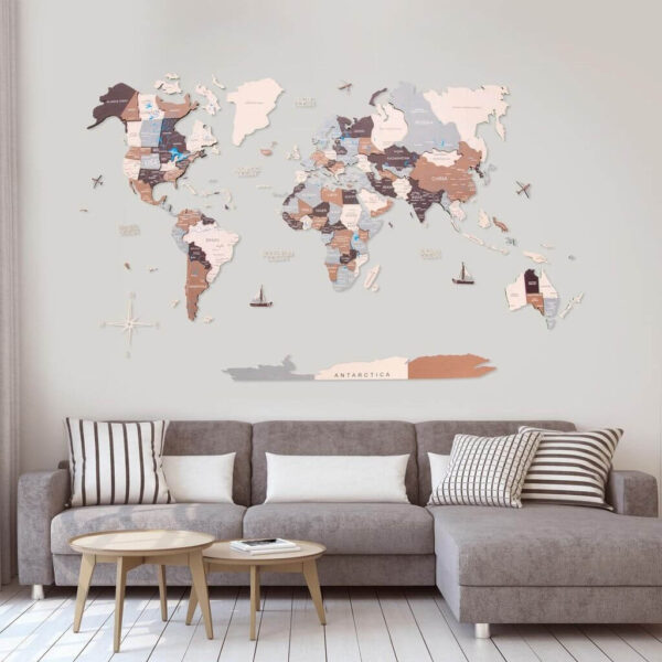 enjoythewoodestonia деревянная карта мира на стену 3d suburbs