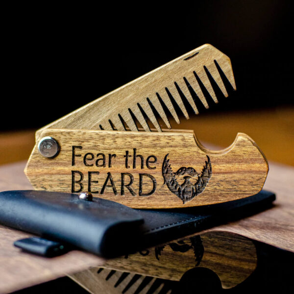 enjoythewoodestonia wooden folding beard comb fear the beard