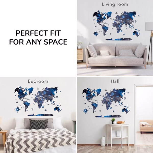 enjoythewoodestonia puidust maailma seinakaart 3D Space