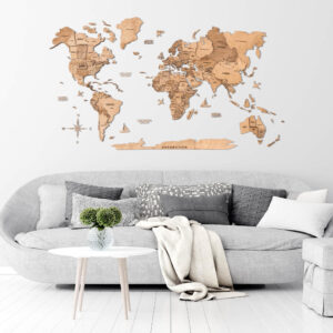 enjoythewoodestonia деревянная карта мира на стену 3D светлая