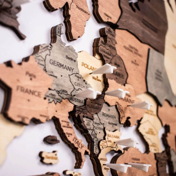 enjoythewoodestonia деревянная карта мира на стену 3D Smokey