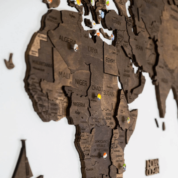 enjoythewoodestonia деревянная карта мира на стену 3D тёмный орех