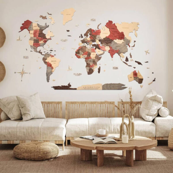 enjoythewoodestonia деревянная карта мира на стену 3D Fusion