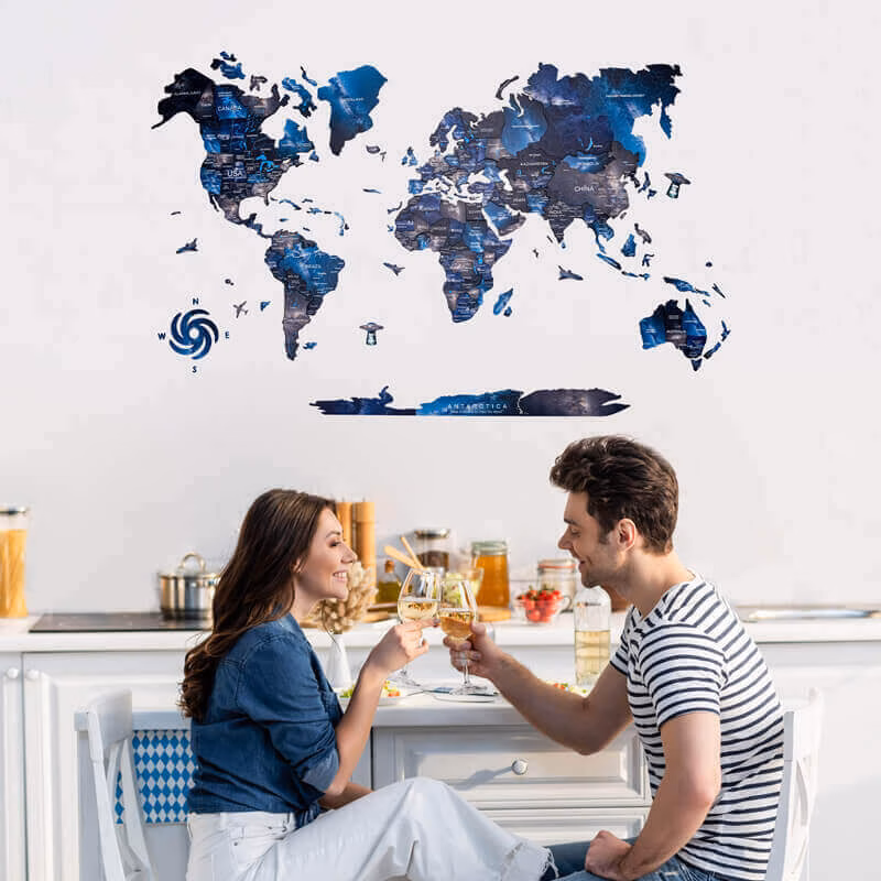 enjoythewoodestonia puidust maailma seinakaart 3D Space