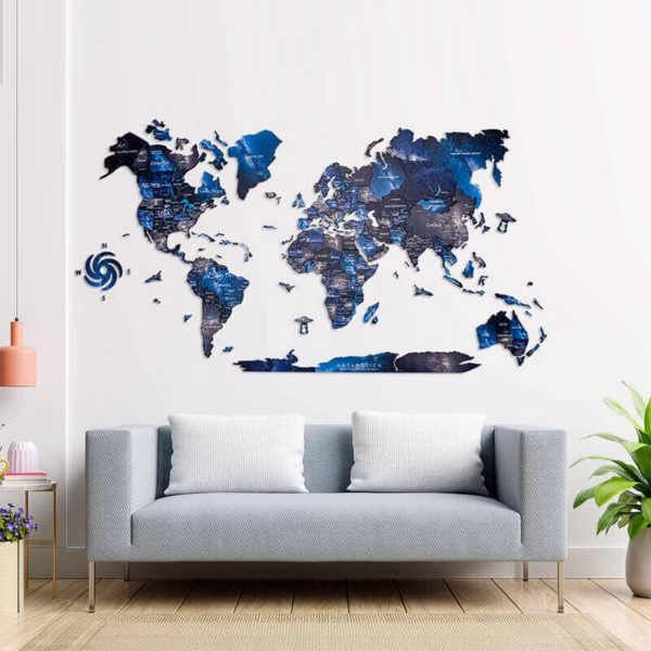 enjoythewoodestonia puidust maailma seinakaart 3D Space