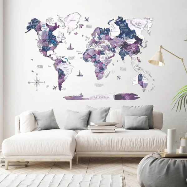 enjoythewoodestonia деревянная карта мира на стену 3D milky way