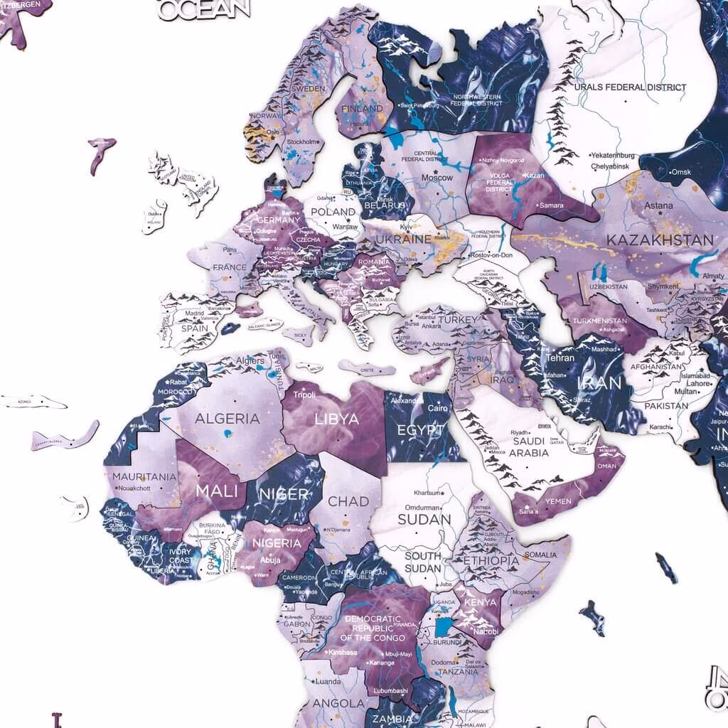 enjoythewoodestonia puidust maailma seinakaart 3D milky way