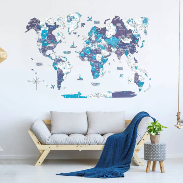 enjoythewoodestonia деревянная карта мира на стену 3D ocean